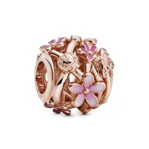 Pandora Openwork Pink Daisy Flower Charm